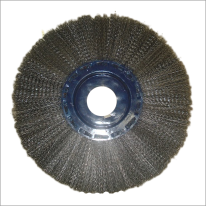 Circular Crimped Wire Brush - Wire Material, Oval Shape, Blue Bristles | Durable Design, Strong Handle, Customizable Specifications