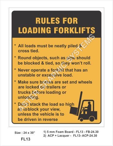 Yellow Forklift Safety Signs