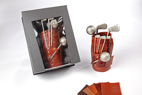 ब्राउन एंड सिल्वर गोल्फ बार सेट