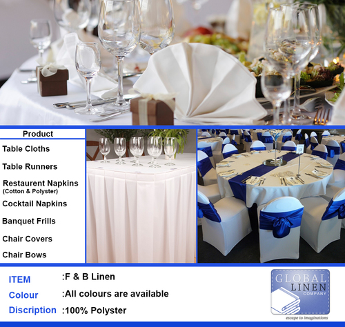 F & B Linen - Silk-Linen Round Tablecloth, White and Blue | Plain Dyed Design for Banquets, Homes, Hotels, Outdoor Events, Parties, Weddings