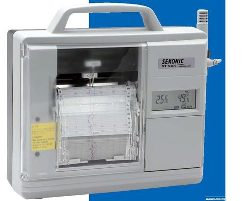 HYGRO-THERMO GRAPH ST-50 - Microprocessor-Based Hygro-Thermograph, Gray Plastic, Long-Term Continuous Recording, Wide Measurement Range, High Reliability