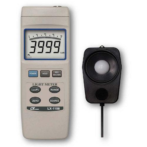 Lutron LX-1108 Light Meter - Plastic Body, 5 Ranges up to 400,000 Lux | Large LCD Display, Water Resistant, Memory Function, RS-232 Output