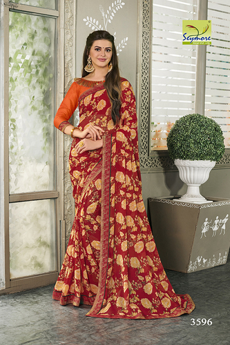 Glamorous Indian Saree - Georgette Fabric, Multi Color Printed Design | Bollywood Style, Elegant Draping & Versatile Fashion Statement