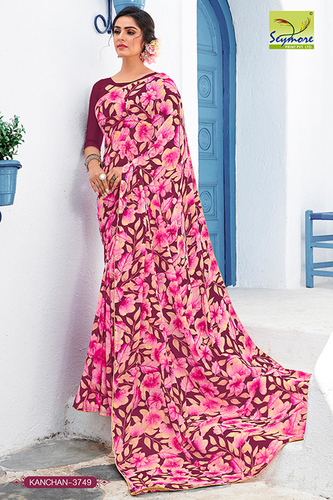 Pink Fancy Printed Synthetic Saree