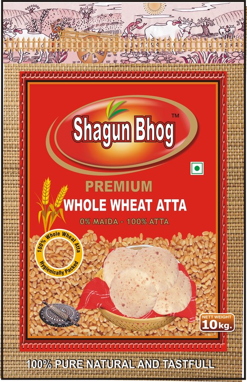 Shagun Atta Packing Bag - Poly Polyester Stand Up Pouch, 5-10 kg Size, Red - Suitable for Food Storage, Dimensions 508-762 mm x 304.8-381 mm