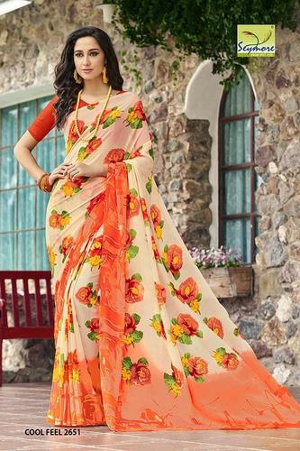 सेमी जॉर्जेट साड़ी