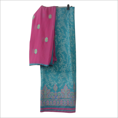 कढ़ाईयुक्त चंदेरी कॉटन सूट