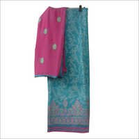 कढ़ाईयुक्त चंदेरी कॉटन सूट