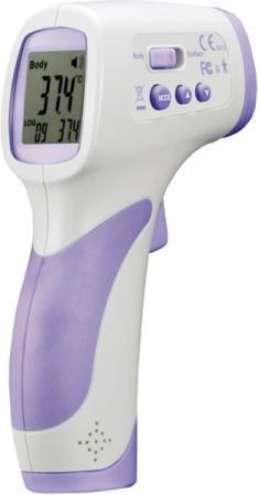 Body Infrared Thermometer - Plastic Material, White and Purple Color, 150-200 Grams Weight | Non-Contact Forehead Measurement, Quick and Precise Temperature Screening