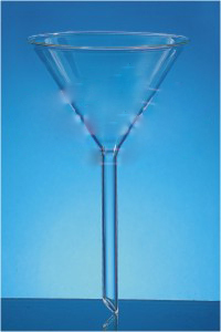 Funnel Filtering - Borosilicate Glass, 25-150mm Size Range, Transparent Finish , ISO-Compliant, Autoclave-Compatible, Blue/White Graduations
