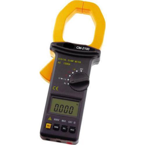 Digital Clamp Meter - Plastic Construction, 280x100x50mm Dimensions, Black and Yellow Design | 3 3/4 Digits LCD Display, 1500A (CM-2100) / 2000A (CM-2200), Auto Power Off, Data Hold Function