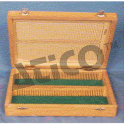 Slide Box - Teakwood Frame with Velvet Interior | 100 Slide Capacity, Sunmica Top, Brass Chromium Plated Hinges