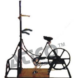 Bicycle Ergograph - Wooden Stand with Adjustable Pulleys, 5 Feet Circumference Cast Iron Wheel, Precision Tension Balances and Record Counter