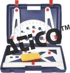 Geometrical Instrument Box - Polythene Plastic Case, Compass, Divider, Protractor, Rule, Set Squares, Duster | Durable, Classroom Use, Drawing Figures
