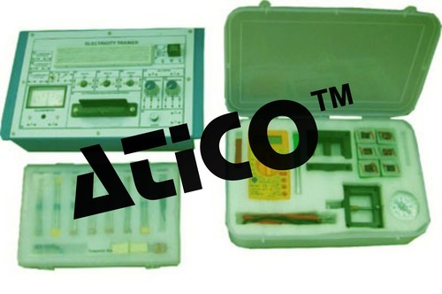 इलेक्ट्रिसिटी ट्रेनर - प्लास्टिक केस, 340x110x210 mm, 6V 1A AC, 12V 200mA DC पावर सप्लाई, 12V रिले, 30-0-30 गैल्वेनोमीटर | वर्सेटाइल ट्रेनर, सर्किट टेस्टिंग, मौलिक इलेक्ट्रिकल और इलेक्ट्रॉनिक्स प्रयोग