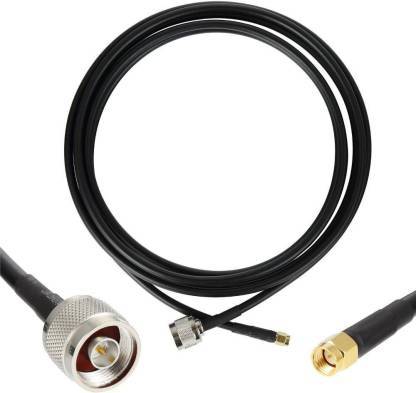 LOW LOSS Coaxial CABLE N MALE TO SMA MALE WITH RG174 L-10 MTR - 10 MTR Length, Black PVC Jacket, Solid Inner Conductor, Indoor/Outdoor Use, 50 Ohm Impedance, 85% Velocity of Propagation