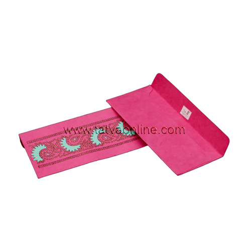 Shagun Envelopes - Handmade Paper, 19x8.5 cms | Screen Printed Ethnic Designs, Pack of 4