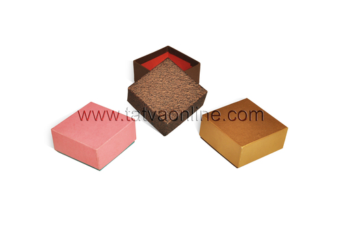 Designer Triangular Gift Box - Premium Paper, 1-2 Inch Size, Pink and Brown Color - Elegant Shape with Matching Ribbon Closure