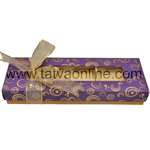 Chocolate Packaging Box - Paper Board, Rectangular | Golden and Purple Color, Light Weight with Option for Cavity Trays and Window Design