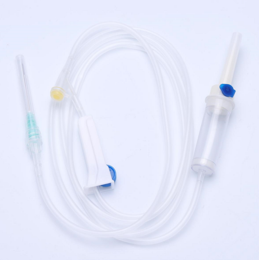 'वाई' कनेक्टर और एल के साथ रबर इंट्रावेइनस इन्फ्यूजन सेट