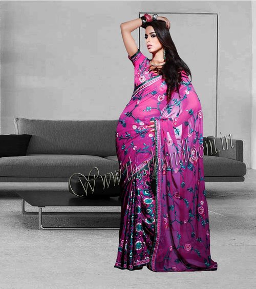 एंटीक जॉर्जेट साड़ी