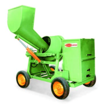 Hydraulic Type Concrete Mixer Machine - Mild Steel, Green Color , Semi-Automatic Operation with Hydraulic Oil Cooling