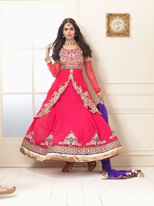 Fashionable Red Anarkali Suit