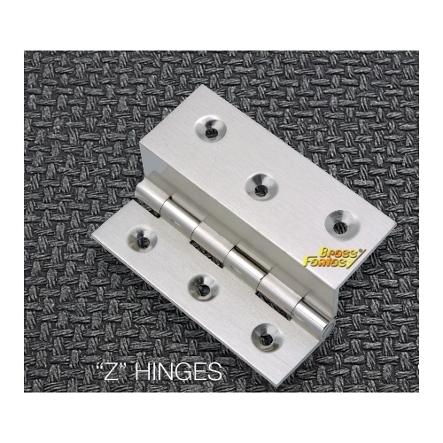 Brass Z-Type Hinges - Small, Medium & Large Sizes (3x75, 4x100 MM) | Polished Silver Finish, Corrosion Resistant, Easy to Use