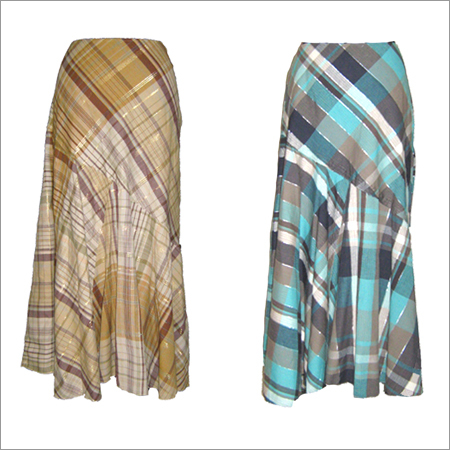 100% कॉटन यार्न डाईड स्कर्ट