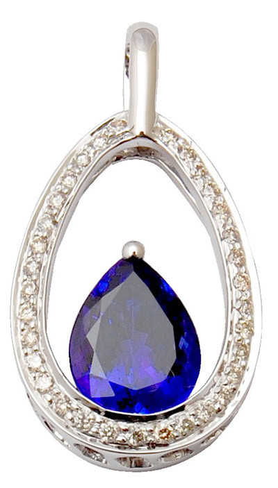 Pure Gold Diamond Pendent With Sapphire, Pear Blue Sapphire Girls Pendent Gender: Unisex
