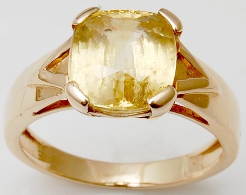 Yellow Gold Man Ring, Cushion Yellow Sapphire Sto Gender: Women's