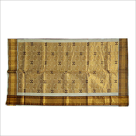 हाथ से बने हुए रेशमी कपास की साड़ी