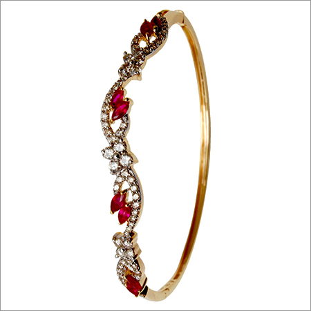 Anti Allergy Designer Marquise Ruby Gemstone Half Bangle