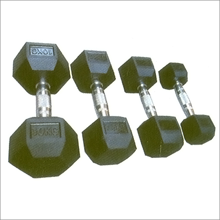 Rubber Coated Hexagon Dumbbell