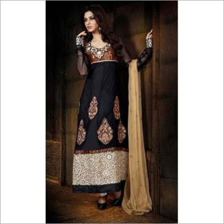 फॉक्स जॉर्जेट नेट अनारकली सलवार कुर्ता