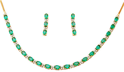 Best Gemstone Gold Necklace For Girls, Oval Emerla Gender: Women'S