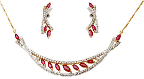 Ruby Gold Necklace - 18K Purity, 6.990g Weight | Includes Matching Earrings and Unique Stone Features Like Coral, Pearl, and Sapphire