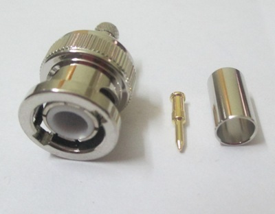 BNC (M) Straight Connector for RG58 Cable - Silver, 10-15 Grams | Coaxial Connector for High-Performance Signal Transmission