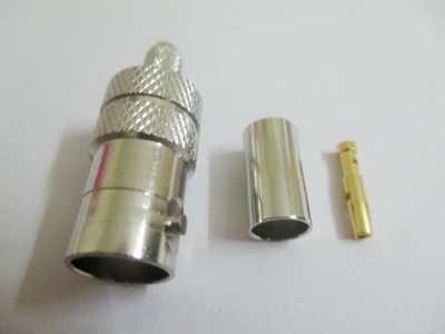 BNC (F) Straight Connector for RG11 Cable - Silver Material, 10-20 Grams Weight | Features Bayonet Coupling for Quick Mating, 50 Ohm Design for Impedance Matching