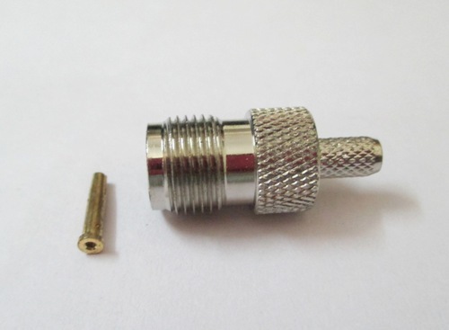 TNC (F) Straight For Rg 58 - Silver & Brass Material, Crimp Connector, 10-15 Grams Weight | Threaded Coupling for Vibration Resistance, 0-11 GHz Performance