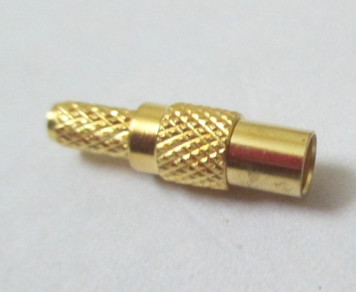 MMCX Female Straight Connector - Brass, 0-6 GHz Frequency Range, 50 Ohm Impedance | Micro-Miniature Design, Quick Connect/Disconnect for Space-Critical Applications