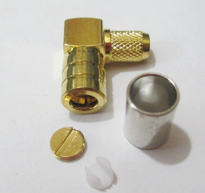 SMB (F) R/A For RG 58 - 50 Ohm Impedance, DC to 4 GHz Frequency Range , Brass Body, PCB Connector, 10-15 Grams Weight