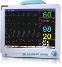 Multi Parameter Patient Monitor - Plastic, Lightweight 5-10 kg | High Resolution 12.1" TFT Display, 72-Hour Trend Analysis, ECG & SPO2 Monitoring, Built-in Rechargeable Battery, Arrhythmia Analysis
