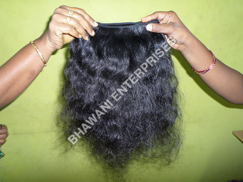 Black Machine Weft Curly Human Hair