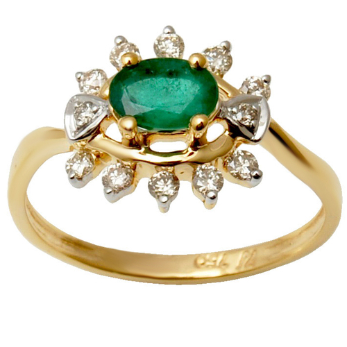 Indian Natural 18K White Gold Diamond Emerald Ring Gender: Women'S