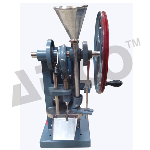 Hand Operated Tablet Making Machine - 9 mm Punch & Die Size, 100 mg Capacity | Mild Steel Structure, Automatic Compression System, Stainless Steel Hopper, Wheel Drive Mechanism