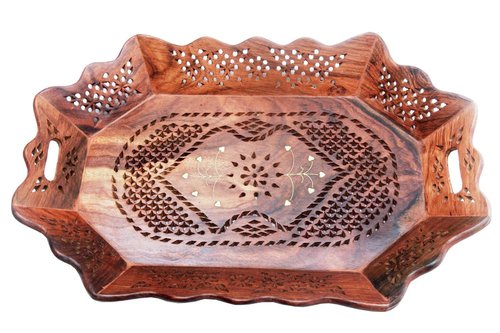लकड़ी की कॉफी सर्विंग ट्रे