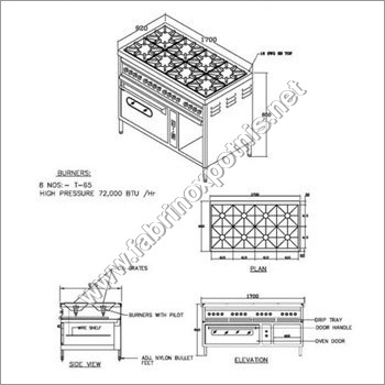 8 Burner Gas Range With Ovens Application: Hotel