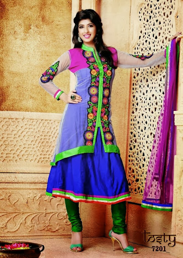 कढ़ाई वाला अनारकली ड्रेस सामग्री