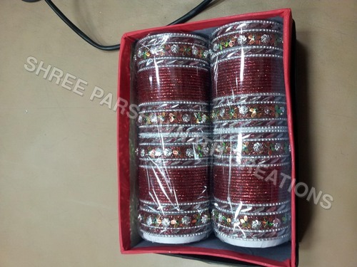 Designer Metal Bangles Sets - Color: Red